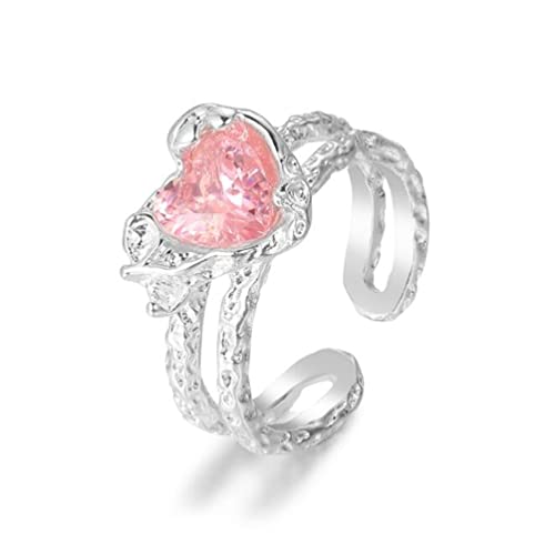 Love Pink Diamond Ring Open Ring Sweet Food Ring For Women Girls #TOP2