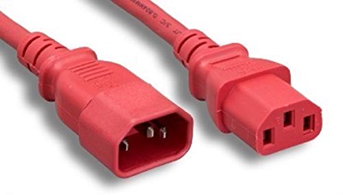 Micro Connectors M05-113EULR Computer/Monitor Power Extension Cord C13 to C14 10 Amp 6 Foot Red