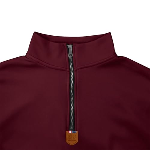Mens Casual Fleece Pullover Sweatshirt Half Zip Stand Collar Sweatshirts Solid Color Long Sleeve Polo Shirt Warm Tops4