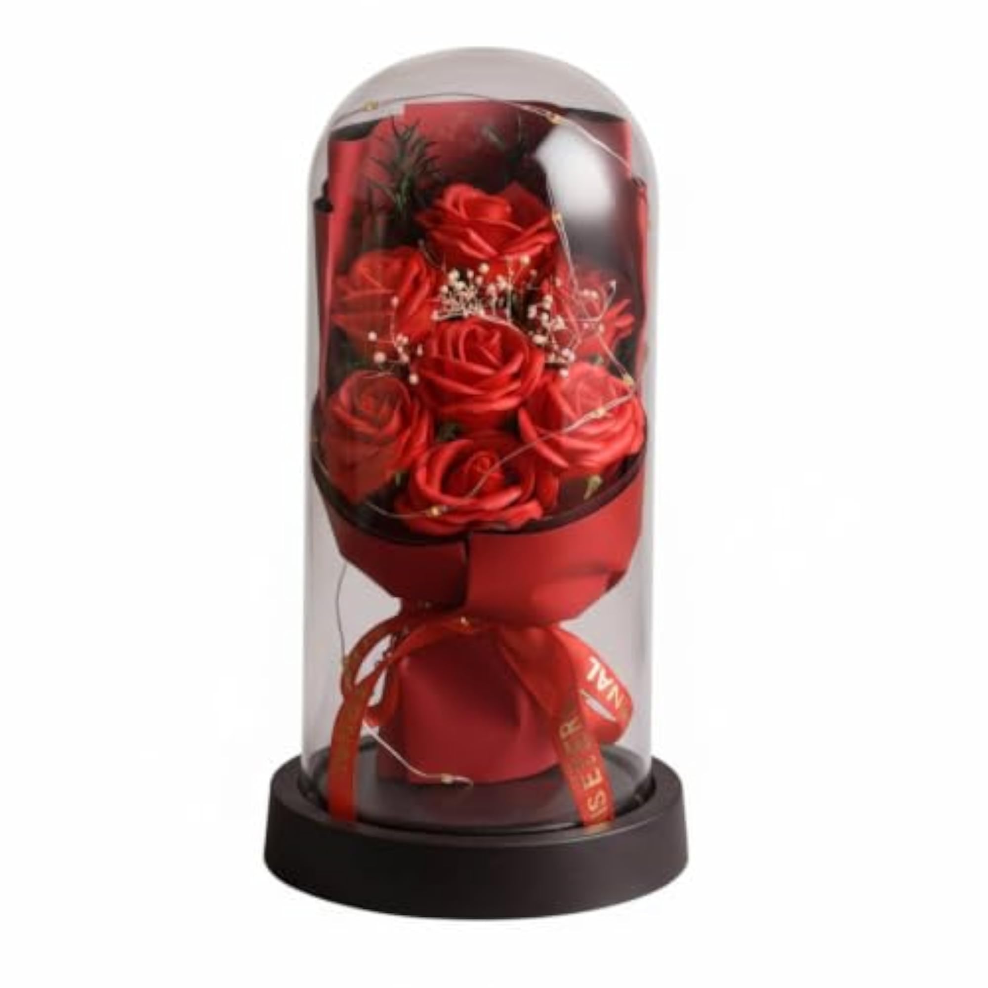 Soap Rose Glass Cloche Elegant Design Gift
