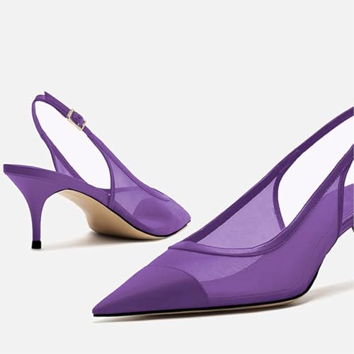 Image of Mesh Kitten Heels for Women Slingback Design with Pointed Toe Breathable and Stylish Elegant Low Heel for Comfort