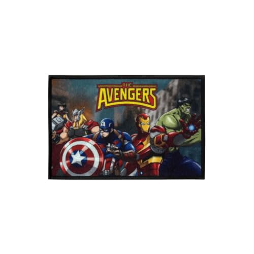Image of Athom Living MarvelAvenger Team Theamed Kids Nylon Bathmat, with Latex Backing, Anti-Skid Bathmat, 37 x 57 cm, Pack of 1