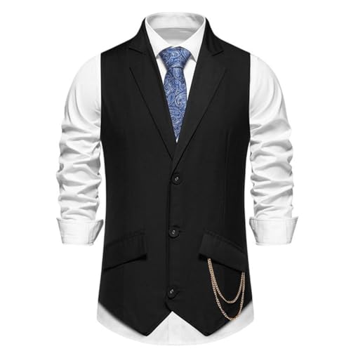 Chaleco de traje formal hombre con solapa y cadena boda