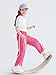 Haloumoning Girls Baggy Wide Leg Pants Kids Striped Elastic Waist Parachute Track Pants with Pockets 5-14 Years Hot Pink