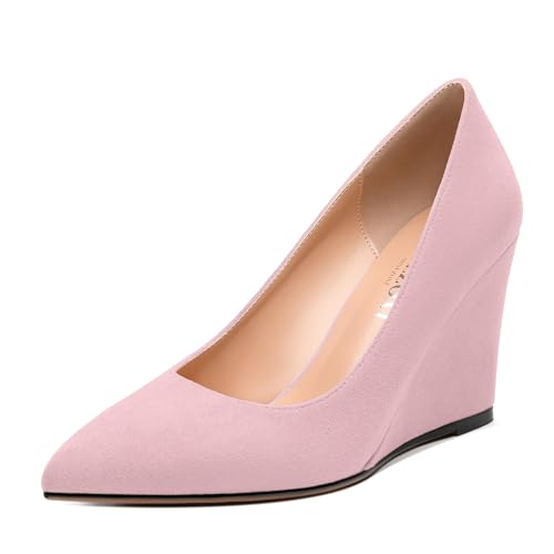 MISEZOXI Womens Heeled Pumps, Pointed Toe Wedge High Heels Pump Shoes for Women 3.3
