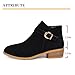 Ankle Boots for Women Low Heels Chunky Pointed Toe Boots Side Zipper Booties Dressy PU Leather Strap Boot Fashion Comfortbale Walking Boot Black