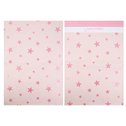 Image of Inspired Mailers - Poly Mailers Variety Pack of 30 (10 Each: 6x9, 10x13, 14.5x19 Sizes) - Rose Gold Stars Deluxe - Shipping Envelopes - Mailing Bags