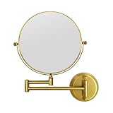 GURUN 8' Wall Mounted Makeup Mirror with 10X Magnification,Two-Sided Swivel Bathroom Mirror,Brushed Gold Finish M1306GJ(8',10X)