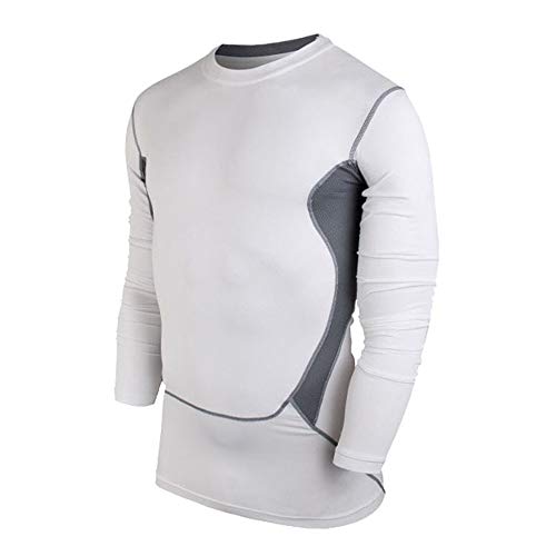 Haut de compression court BaronHong blanc pour votre entraînement quotidien