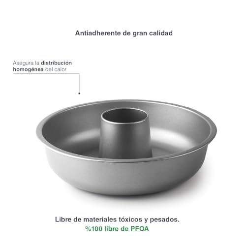 Miniatura 3 de Lacor - 68454 - Molde Savarin, Moldes Repostería, Molde Antiadherente, Libre De Pfoa, Apto Para Horno, Frigorífico Y Congelador, Fácil Limpieza, Acero Al Carbono, Ø26 Cm, Altura 8.6 Cm, 2.15 Litros