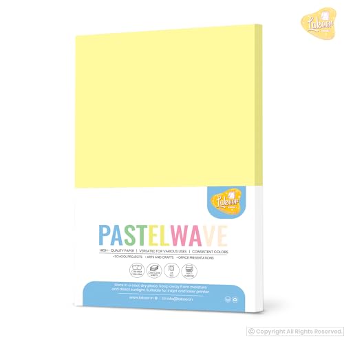 Image of Lakeer A4 Pastel Color Paper- Pastel Yellow Colour, Pack of 50 Sheets | 150 GSM Thick for Arts and Crafts, Printing, DIY Projects, Etc