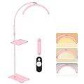 Mznoo Lash Light for Eyelash Tech with Tray, Half Moon Light for Lashes and Estheticians, LED Floor Lash Lamp for Eyelash Extensions, Nail Art, Tattoo Art and Skincare (Pink)