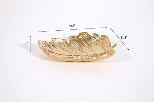 xxoo Evibooin Gold Jewelry Tray- Leaf Shaped Jewelry Holder Small Trinket Jewelry Organizer Dish Display | 4.63inchL x 3.13inch W x 1inchH - Image 3
