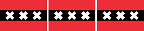 Etaia 2,5x4 cm - 3X Mini Aufkleber Fahne/Flagge von Amsterdam Niederlande Holland Sticker Auto Fahrrad Motorrad Bike auch für Dampfer E-Zigarette Sisha