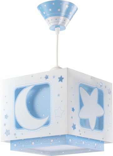 Dalber Lámpara de Techo Infantil Luna y Estrellas MoonLight 63232T Azul, 60 W, lámparas infantiles