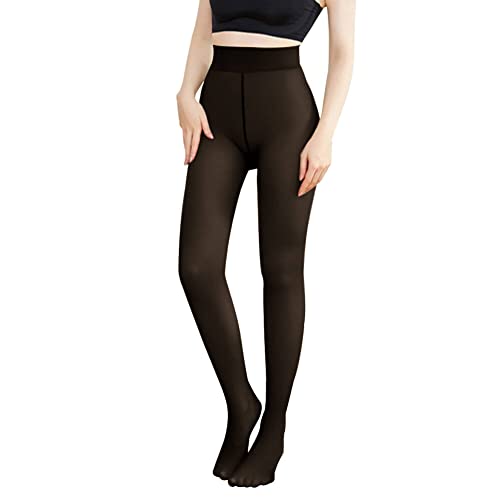 Women Fleece Lined Tights Fake Translucent Pantyhose