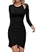 Missufe Bodycon Kurzes Enges Langarm Minikleid Damen Freizeitkleid Elegant Basic T Shirt Kleider (schwarz, klein) Damen Kleid günstig Kaufen-Missufe Bodycon Kurzes Enges Langarm Minikleid Damen Freizeitkleid Elegant Basic T Shirt Kleider (schwarz, klein)