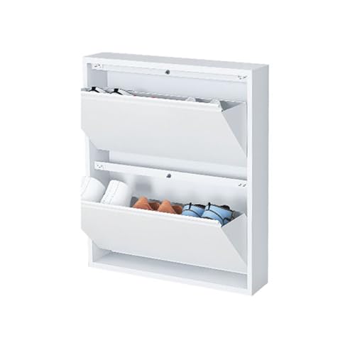 Armoire de rangement à chaussures slimline en métal blanc haut de gamme