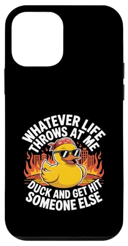 Funny Duck Whatever Life Throws Me ����Ȍ��t �X�}�z�P�[�X iPhone 12 mini �p