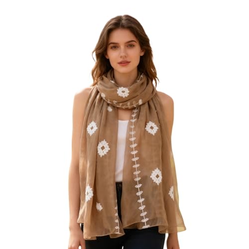 Pemilosci Soft Scarf for Women Girls Boho Large Lightweight Scarves Shawls Wraps for Four Seasons 70 x 35 inches (FSS071 Vine Brown)