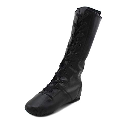 RUYBOZRY Botte de Danse Unisexe Chaussures de Danse Jazz Montantes Souples pour Filles, Femmes, garçons et Hommes,Maquette-TJ-Jazz-PUJC,Noir,42 EU Cover