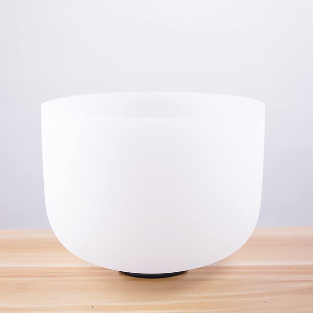 Campana tibetana in cristallo di quarzo smerigliato per chakra sacrale, 432 Hz, nota D, tono perfetto, 25,4 cm