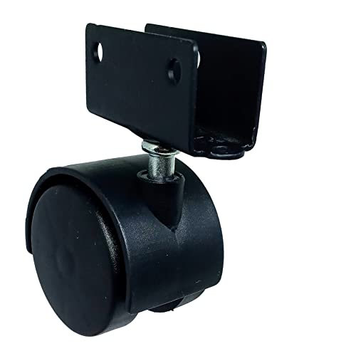 Kit 4 Rodizio para moveis Giratório sem freio 40mm Perfil U 15mm Preto BigFer