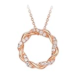 KnSam 18 Karat Rotgold Au750 Damen Kette Echt Goldschmuck, 0.16ct Labor Erstellt Diamant Halskette Frauen Kranz Anhänger Rundschliff Weiß, Damenkette 18K Rosegold, 45CM