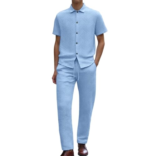 Ensemble chemise et pantalon homme jacquard motif géométrique premium