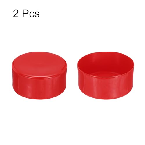 Image of uxcell 2pcs Rubber End Caps 110mm(4 5 /16 inch) ID Vinyl Round Tube Bolt Cap Cover Screw Thread Protectors Red, 50mm Height