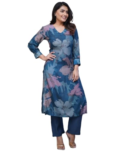 Image of ANNI Designer Women's Chanderi Straight Printed 2Pc Kurta Set