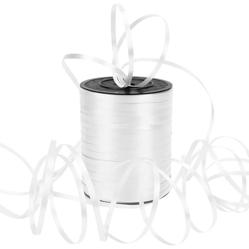 Dooozy 548 M/ 600 Yards Ringelband Geschenkband Set 5MM Geschenkbänder für Geburtstag Luftballons Hochzeit Geschenkverpackung Florist Luftballon Schleifen und Saisonale Deko(Weiß)