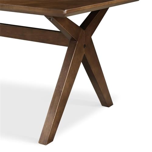 Adore Decor Lukas Mid-Century Modern Coffee Table, Wooden Living Room Furniture, Rectangle Tabletop with Cross-Stretcher Trestle Base, Walnut Brown by Adore Decor - Image 6