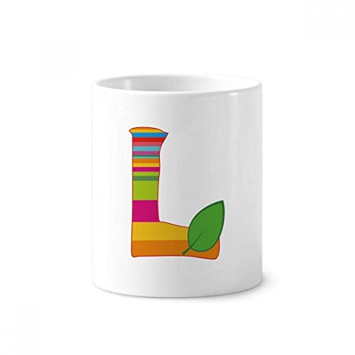 Gobelet céramique blanc lettre L orange pour pinceaux et brosses