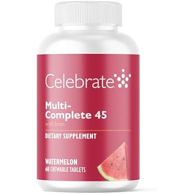 Celebrate Vitamins Multi-Complete Chewables, 45mg Iron Daily Bariatric Multivitamin for Sleeve Gastrectomy and Gastric Bypass Surgery Patients Essential Vitamins & Minerals - Melon (60 Tablets)