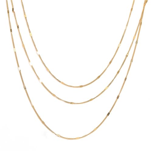 Collier triple couche en acier inoxydable, cadeau bijou fantaisie tendance style Ins
