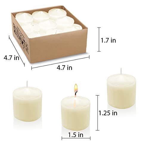 Image of 8 Hours Ivory Votive Candles, 9 Packs Unscented Small Wax Candles for Weddings Holiday Party Spa Home, 1.5 inch D x 1.25 inch H