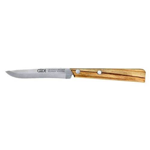 GÜDE Solingen - Universalmesser aus Holz mit Wellenschliff, 10 cm, UNI, Olivenholz, Braun