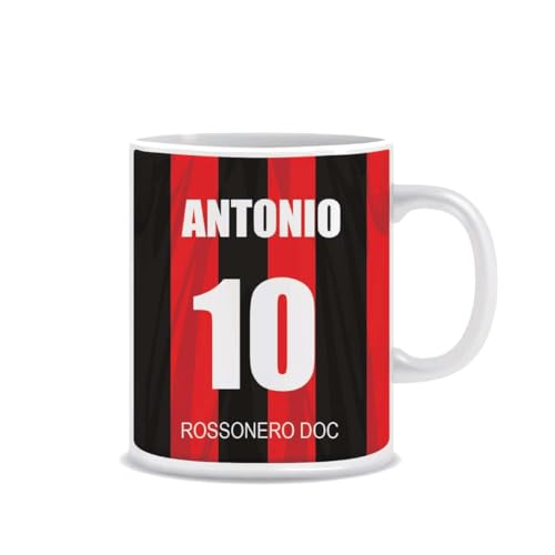 Mocheia SHOP Tazza Mug in ceramica tè, caffè o latte Idea Regalo – Personalizzata con Nome e Numero Milan/Calcio