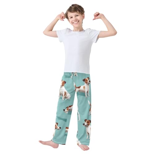 Lovely Jack Russell Dog Boys Long Pants Soft Trousers Elastic Waist Kids Lounge Bottoms with Pockets S-XL3