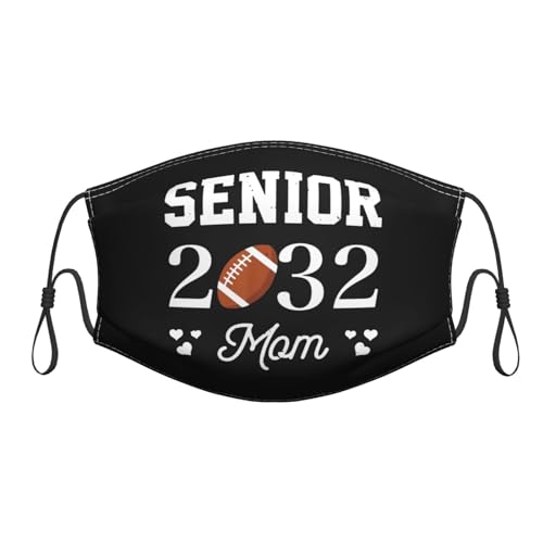 Piguncle High School Senior 2032 Football Player Mom Premium Masks Breathe Easy Stay Black