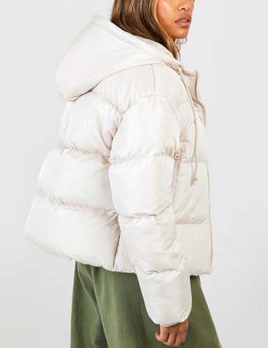 Yimoon Women's Cropped Puffer Jacket Long Sleeve Lightweight Hooded Quilted Jacket Winter Warm Outwear with Pockets4