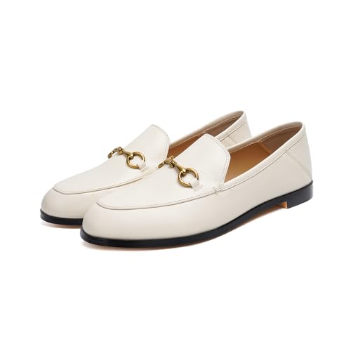 Image of Vertundy Loafers for Women Beige Penny Loafer Comfortable Slip On Dressy Casual Business Work Office Shoes