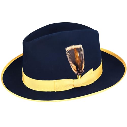 Trimmed & Crowned 414 Fedora - Navy/S