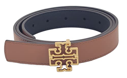 Tory Burch 141739 Britten Logo Black/Classic Tan With Gold Hardware Reversible 1 Inch Width Women's Belt (Xs) #TOP2