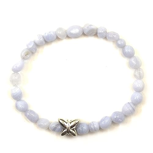 Bracelet en Calcédoine Bleue authentique et Argent 925