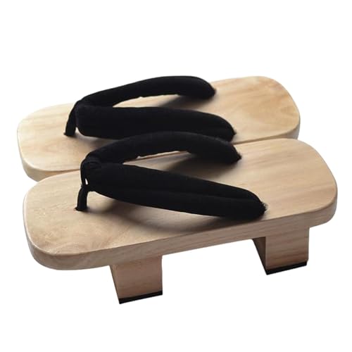 Zuecos japoneses de madera para el hogar, antideslizantes, duraderos, ligeros, para mujeres y hombres, sandalias tradicionales japonesas para disfraz, Black, 42 EU - imagen 3