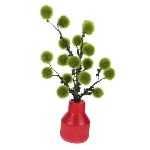 QUMIIRITY Bola de Pelo Flor Artificial Plantas Artificiales de Interior pequeñas pequeño Bonsai Artificial Fake Plants Planta Artificial Decorativa decoración de Plantas de Oficina Resina