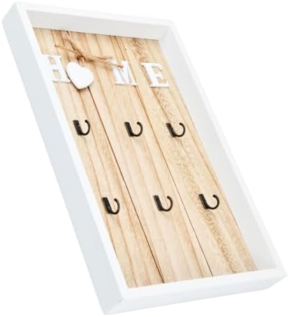 volumoon Gancho para llaves de madera, tabla de llaves con 6 ganc...
