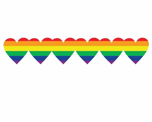 Large Rainbow Heart Trans Pride Flag Window Cling Decal Film, LGBTQ+ Home, Store and Office Decor. Double Sided, Privacy Film, Reusable, Made in America. (46" Hearts Flag Decal)